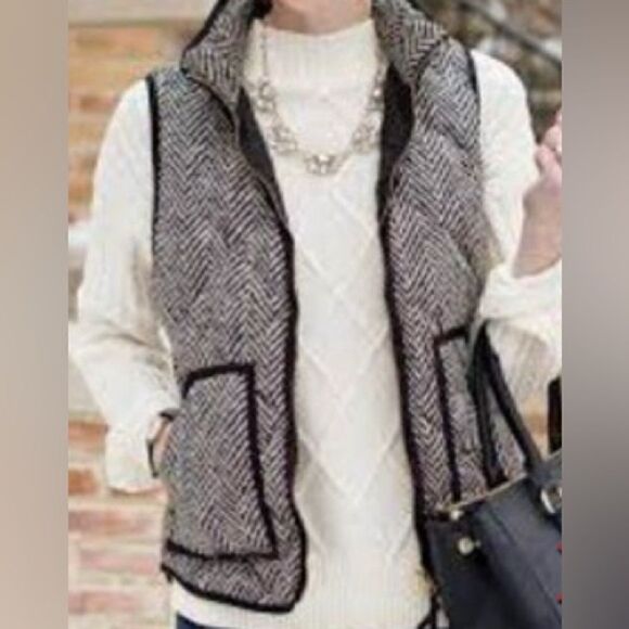 J.Crew Quilted Herringbone Down Blend vest Ladies XS - Picture 1 of 7